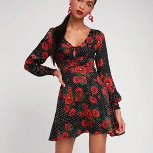 Free People Morning Light Poppy Spot Mini Dress